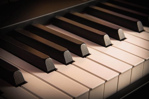 Piano keys detail, musical instrument
