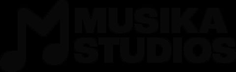 Musical Studios logo with play button icon and text in dark color